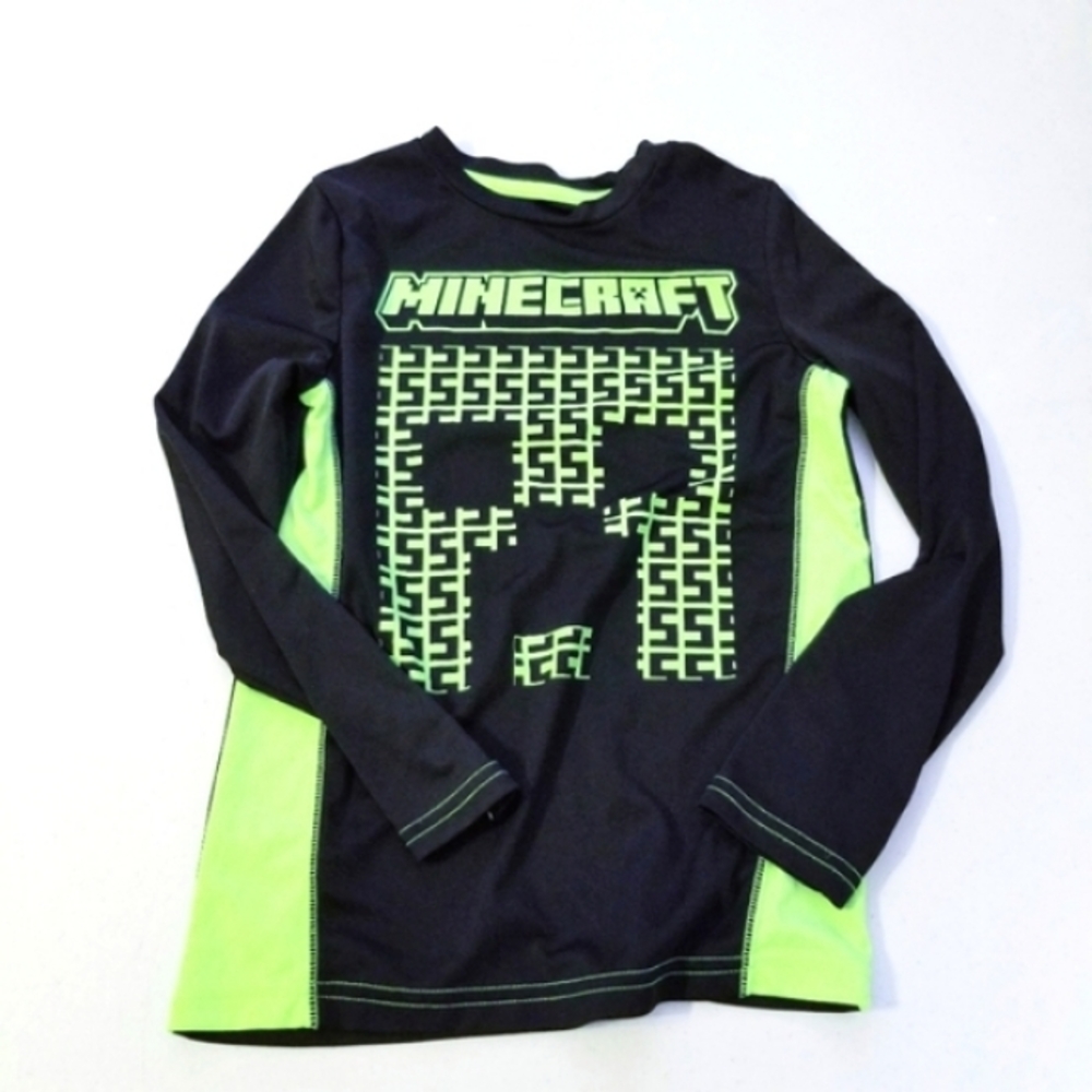 Minecraft Boys Neon Creeper Jumping Beans Active Longsleeve Shirt Size 8 Sandbox